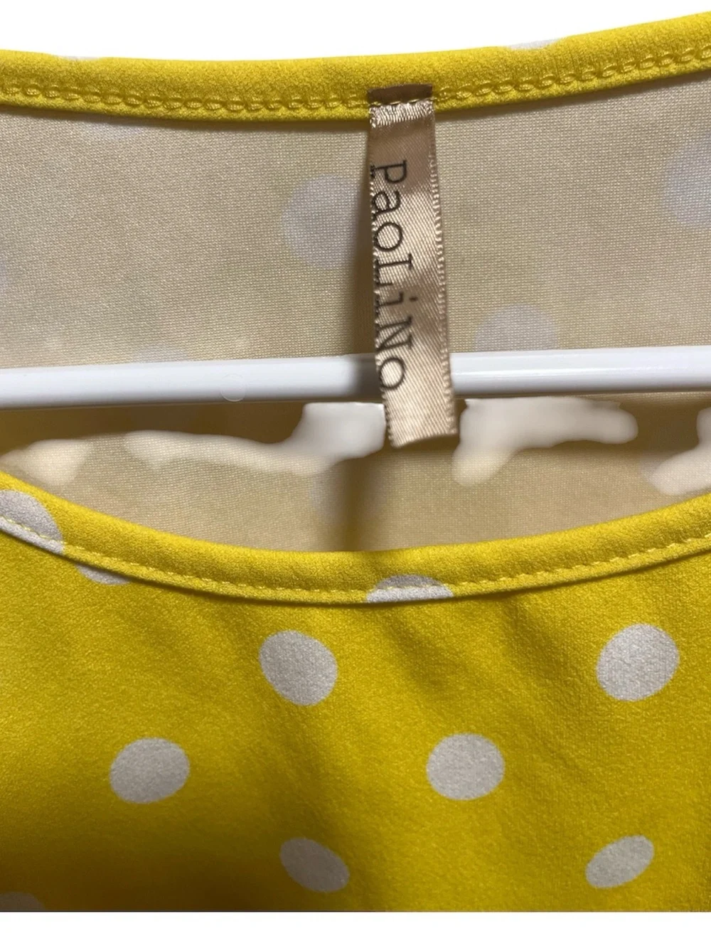 Paolino Yellow Polka Dot Blouse Ruffles Sleeves Size M
